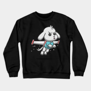 cute dog flying on robot wings Crewneck Sweatshirt